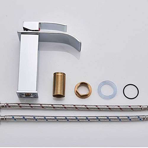 Mitigeur d'évier cascade carré en laiton chromé pour lavabo de salle de bain