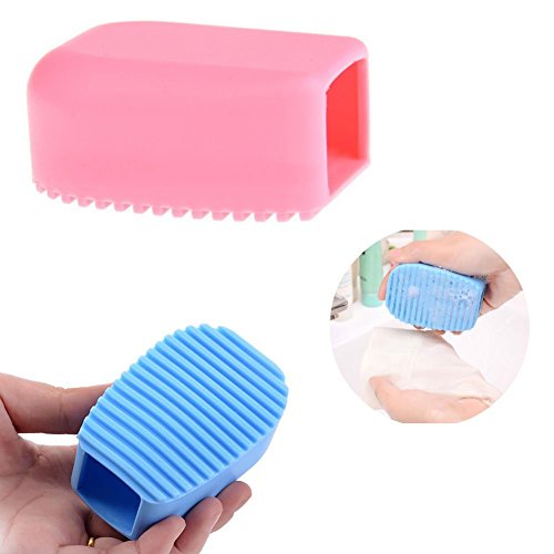 Mini tabla de lavar para ropa interior y calcetines de silicona azul rosa AKOAK pack de 2 2
