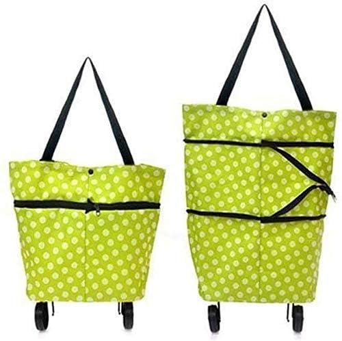 Foldable Shopping Trolley Carry Bag for Vegetables and Grocery Fabric, Metal Lightweight Folding Shopping Trolley/Travel Luggage Bag with Wheels 1(Multi_Pack of 1)_Dec
