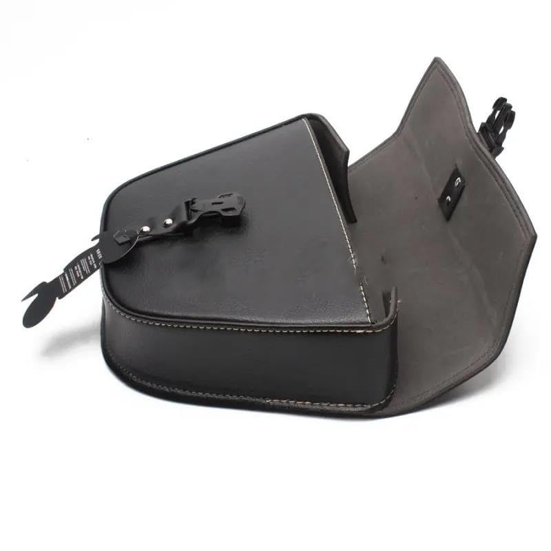 Bolsa lateral de cuero sintético negro para moto Harley miniatura 5