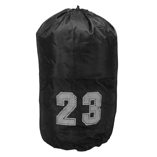 Mochila de gimnasio pequeña transpirable negra con cuerdas para baloncesto