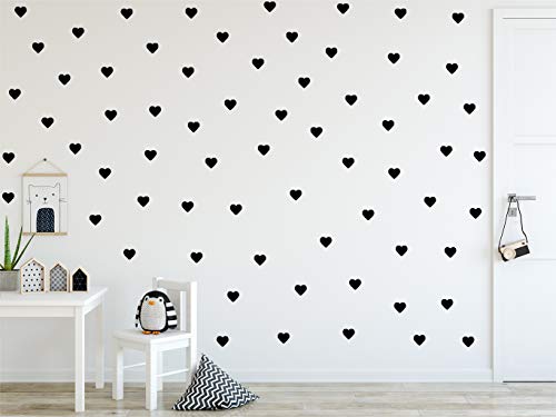 Stickerdeen | Heart Shape Decoration Removable Wall Art Vinyl Decal Stickers | (Pack Of 80) (Black) #TOP4