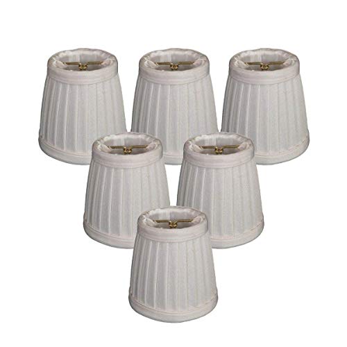 🛒 Crazy Deals Upgradelights Set of Six White Silk Pleated 4 Inch Clip On Chandelier Lampshade 3x4x4