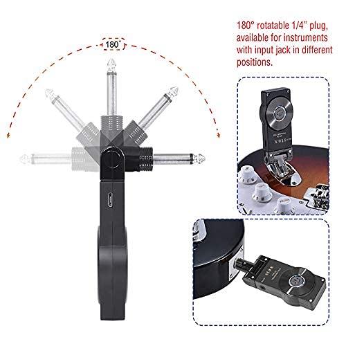 Stax Guitar Wireless System Transmitter and Receiver 2.4GHZ Built-in Rechargeable Wireless Guitar System for Electric Guitar Bass