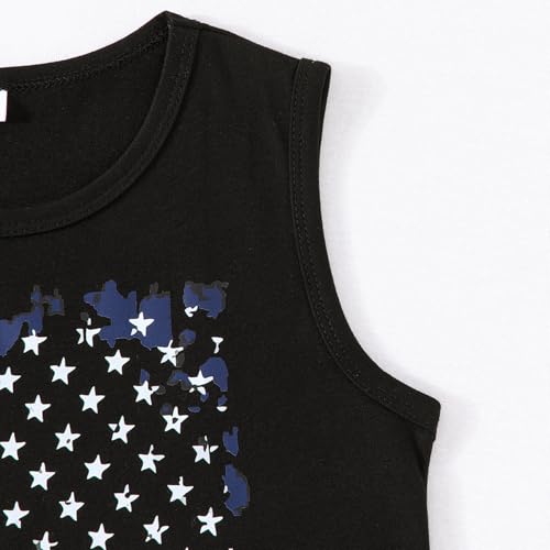 Image of Boys 4th of July Tank Kids American Flag Sleeveless Shirts Cotton Patriotic Tees Top Independence Day Clothes