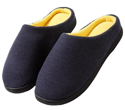 Mens Indoor Slippers Memory Foam Cozy Slip Home Shoes Flats Breathable Lightweight Washable Non Skid Rubber Soles