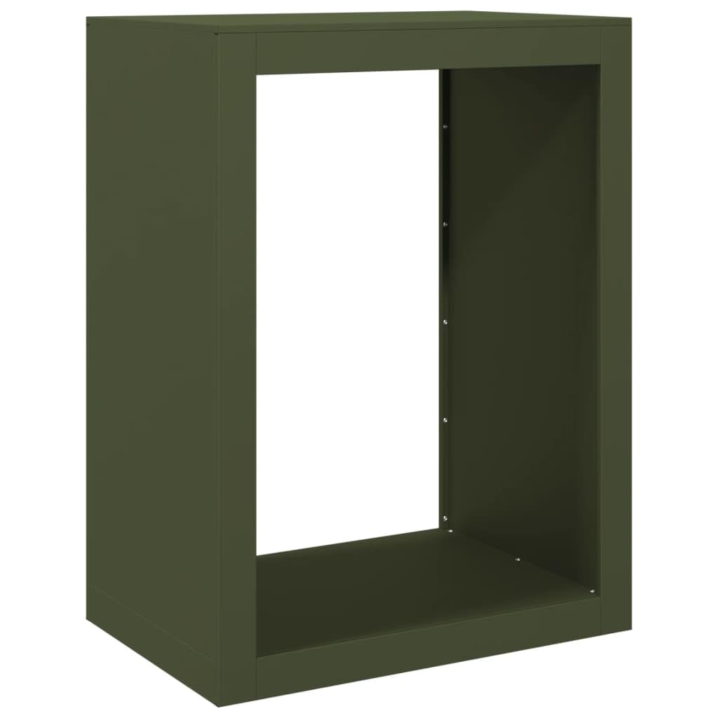 vidaXL Firewood Rack, Firewood Log Rack for Fireplace Wood Storage, Log Store Holder for Outdoor or Indoor, Fireplace Log Holder, Green Steel