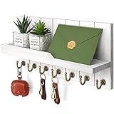 Rebee Vision Decorative Key and Mail Holder for Wall - Farmhouse 15 Inches Floating Shelf with 7...