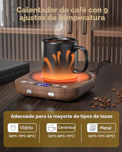 Miniatura 2 de Mqforu Calentador Tazas Con 9 Ajustes Temperatura, 36 W Calentador De Café Con Horario De 1 A 9 Horas, 4 Horas De Desconexión Automática, Calentador Velas Para Café, Té, Leche, Vela, Bebidas