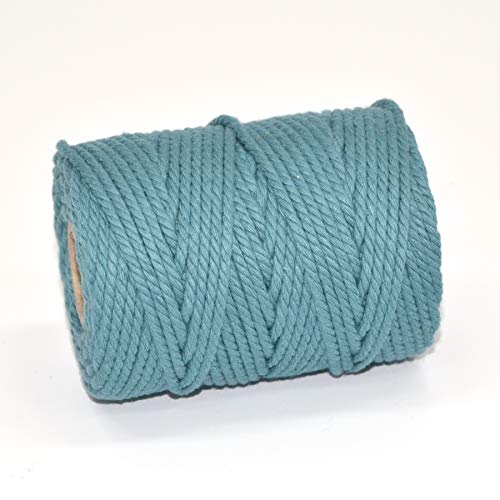 50M Spools - Everlasto 3 Strand Soft Cotton Coloured Macrame Craft Cord (3.5mm approx) (ETON BLUE)