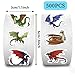 500PCS Dragons Stickers, 10 Graphic Cartoon Colorful Decal Rolls Self-Adhesive Seals for Birthday Party Supplies Decoration Favors Gifts for Water Bottle Laptop Scrapbook (Dragon)