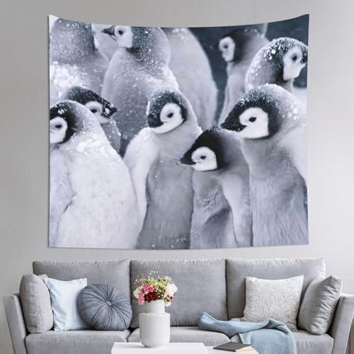 Tapisserie pingouin mignon décoration murale suspendue chambre 152x130cm