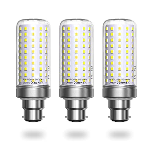 Luxvista B22 Bayonet LED Bulb, 25W Corn Light, 6000K Daylight White, 180W Incandescent Equivalent, 1800LM, Energy Saving, Non-dimmable, AC85-265V, 3 Pack