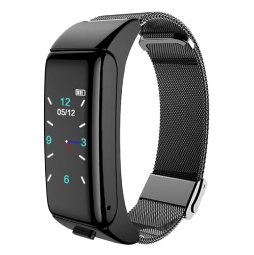Bracelet intelligent 2in1 avec écouteurs sans fil intégrés et cadran santé en acier noir