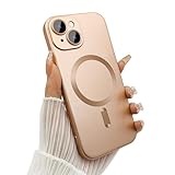 ankofave Magnetic Case for iPhone 14 Plus Case for Women, Shockproof Matte Luxury Soft Metallic Luster Design with Camera Lens Protector, Compatible with Magsafe for iPhone 14 Plus 6.7'-Champagne gold