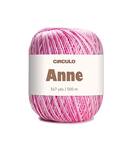 Image of CIRCULO Anne Yarn for Crocheting & Knitting, 100% Mercerized Brazilian Virgin Cotton, Soft Fingering Weight, 547 Yds, 5.19 Oz - Color 9284 Ballerina