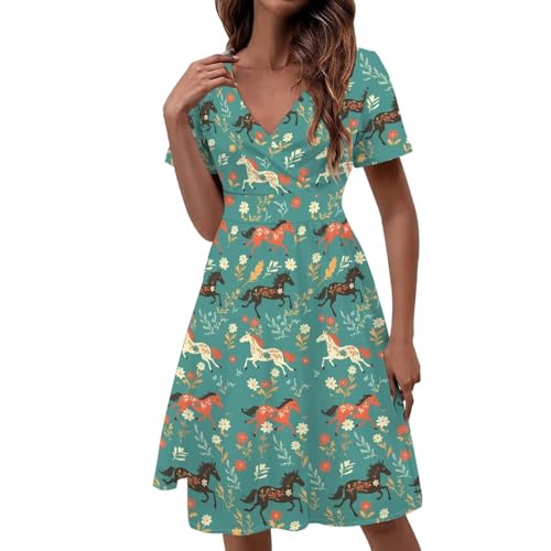 Image of Women's Summer Formal Dresses Short Sleeve Wrap V Neck Dresses Bridesmaid Wedding Guest Dress with Pockets