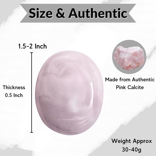 Image of Certified Pink Calcite Crystal Palm Pebbles Stones for Anxiety Stress Relief Massage - AAA Grade Original Healing Gemstone Agate Palm Stone for Yoga Meditation Spiritual Reiki Feng Shui