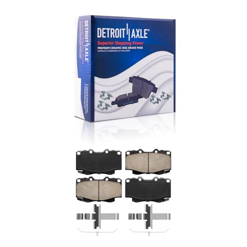 Image of Detroit Axle - Front Brake Kit for Toyota 1999-2004 Tacoma, Drilled and Slotted Disc Brake Rotors Ceramic Brakes Pads 2000 2001 2002 2003 Replacement : 11.69 inch inch Rotor