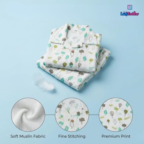 Image of 100% Cotton Muslin Pant Shirt Set | Ultra Soft Breathable Toddler Outfit | Summer Wear Kids Clothing | Skin Friendly Comfortable Fit | SIZE | PRINT