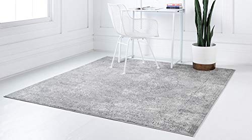 Rugs.com Oregon Collection Rug – 4 Ft Square Gray Low-Pile Rug Perfect For Living Rooms, Kitchens, Entryways #TOP2