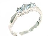 Frei Versandkosten Luxus Damen Ring Solide Sterling Silber 925 mit Aquamarin - Verfügbare Größen : 47 bis 68