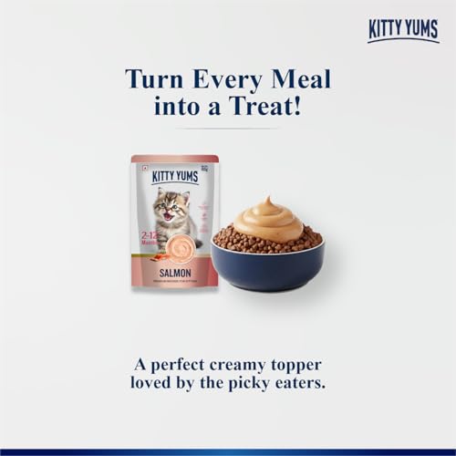 Image of Kitty Yums Kitten Wet Mousse 80g(4+1) Pack of 5, 400g | Salmon | Rich in Protein | Promotes Hydration & Easy to Digest | No Artificial Flavours | Packed with Essential Vitamins & Antioxidants