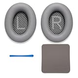 Premium Replacement Ear Pads for Bose QC2, QC15, QC25, QC35 I & II – Soft Protein Leather & Memory Foam Cushions – Enhanced Noise Isolation – Easy Installation Kit & Cleaning Cloth (Silver)