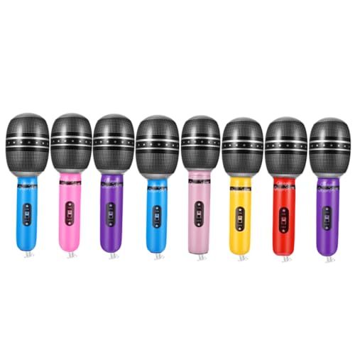 FRCOLOR 8 Piezas Unidades Micrófonos Inflables PVC Realistas Accesorios Falsos para Actuación Fiesta Karaoke