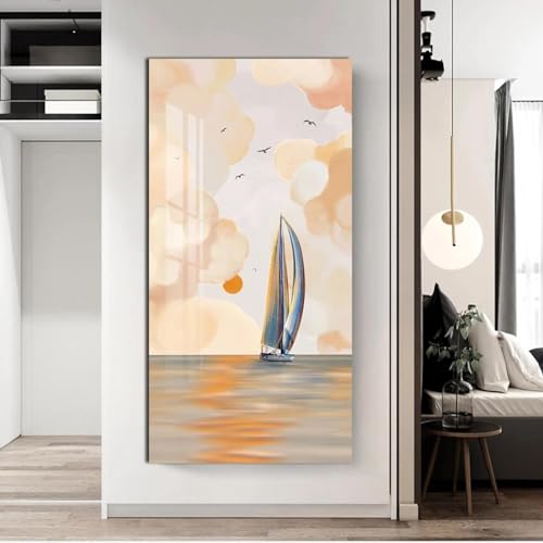 Tableau paysage nordique avec cadre 40x80cm idéal pour sublimer votre salon moderne