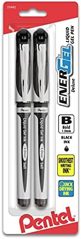 Pentel ENER-GEL Deluxe Liquid Gel Pen, 1.0mm, Bold Line, Metal Tip, Black Ink, 2 Pack (BL60BP2A) image 4