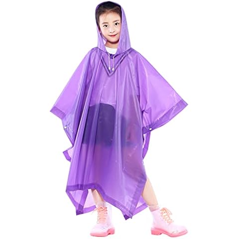 Reusable Kids Waterproof Rain Poncho with Hood Cover
