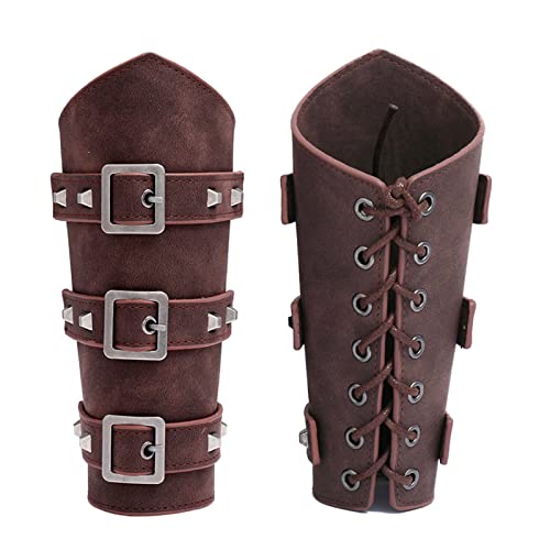 babao Bracelet en Cuir Gauntlet Hommes 2 Pcs Punk Médiéval Brassards Punk Arm Armor Vintage Lace Up Arm Guards Cover