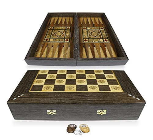 Jeu d'échecs en bois et Backgammon Tavla 50 cm, le cadeau idéal