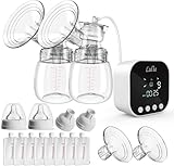 Elektrische Milchpumpe, Leise & Tragbar, 9-stufige Saugstärke einstellbar, mit Babyflasche, Ideal für Mütter zu Hause und unterwegs, mit 24/19mm Flanges