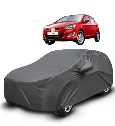 Image of Auto Hub Waterproof Car Cover Compatible with I20 (Model : 2008-2019) with Mirror Pockets, Soft Cotton Lining, I20 Car Cover Waterproof, Grey