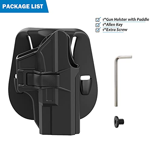 Tege Paddle Holster Compatible With Glock 19 19X 23 32 44 45 (Gen 1-5), Tactical Outside Waistband Open Carry Holster Custom-Molded Fit G19 G19X G23 G32 G44 G45 (Gen 1 2 3 4 5), Right-Handed #TOP7