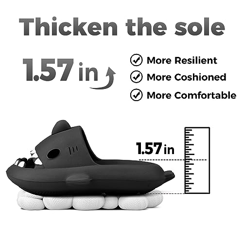 Kids Shark Slides丨Pillow Shower Sandals Quick Dry Slippers丨Toddler Boys Girls Comfy Cloud Slides丨Summer Non-Slip Thick Sole Beach Pool shoes3