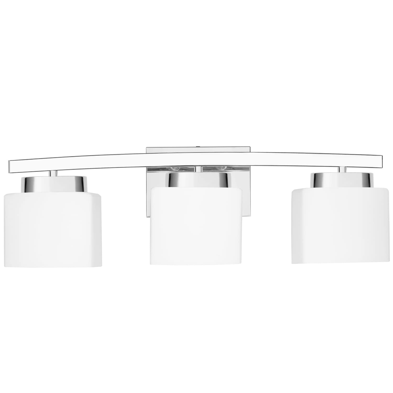Dosoty 3-Light Bathroom Vanity Light Fixture Over Mirror, Modern Chrome Vanity Fixture with Milky Glass Shade, 23 inches Vanity Light for Bath Vanity Lighting(incomplete)