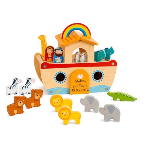 Taufgeschenk Arche Noah Personalisiertes Holzspielzeug Arche Geschenk Taufe außergewöhnliches Taufgeschenk