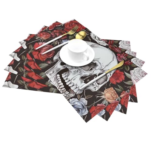 Set de table en PVC tête de mort florale pour des repas de caractère stylés - 3