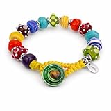 SAGA GIOIELLI Bracciale Colorato con Perle in Vetro – Bracciale Artigianale Multicolore Regolabile 23 cm – Gioiello Unisex Uomo Donna – Idea Regalo Originale (PEACE)