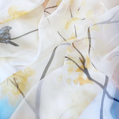 Image of Scarf Stole for Women - 185 x 135 cm Chiffon Scarf with Floral Print | Lightweight Scarf, Soft Stole for Women | Satin Feel Neck Scarf | Women Accessory