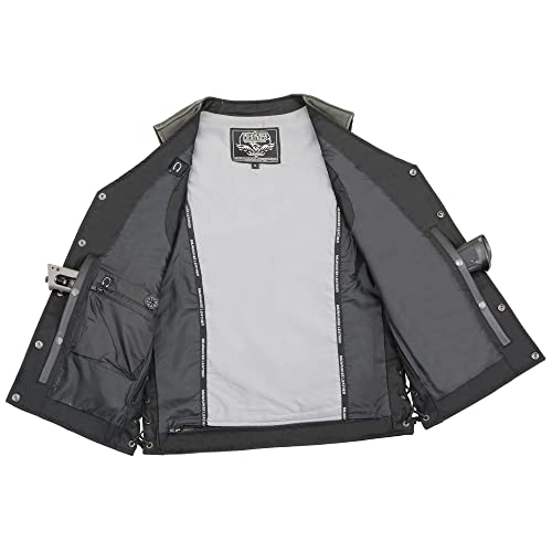 Image of Milwaukee Leather Men's Straight Bottom MLM3521 Side Lace Distressed Gray Leather Vest