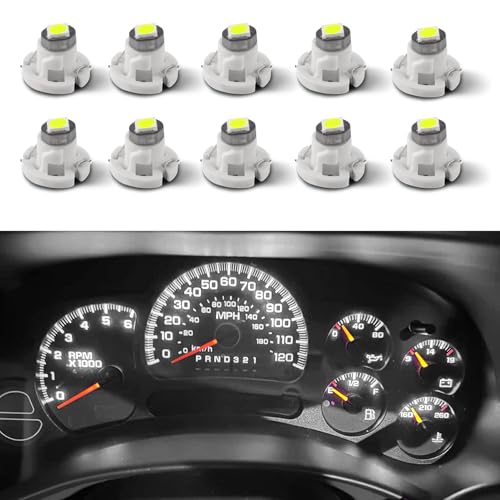 Image of 10PCS T4.2 Led Bulb Neo Wedge 10mm Base, Car Interior Dash Light, 12V IP65 Waterproof 3030 Chip LED Super Bright A /C Indicator Light, Climate Control Switch Indication Bulb for Cars (White)