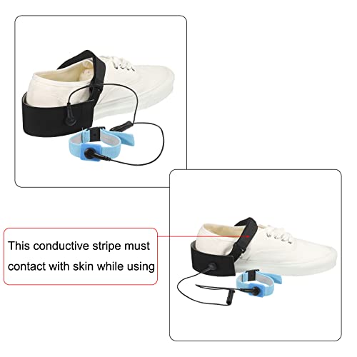 Image of MECCANIXITY 2pcs ESD Anti Static Foot Heel Straps Anti Static Wrist Strap Adjustable 8.5 inch for Grounding Protecting Electronics Against Electric Shock