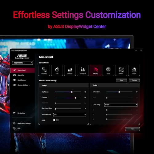 ASUS ROG XG27WCMS 27 Inch 1440p 280Hz Curved USB-C G-SYNC Gaming Monitor - image 7