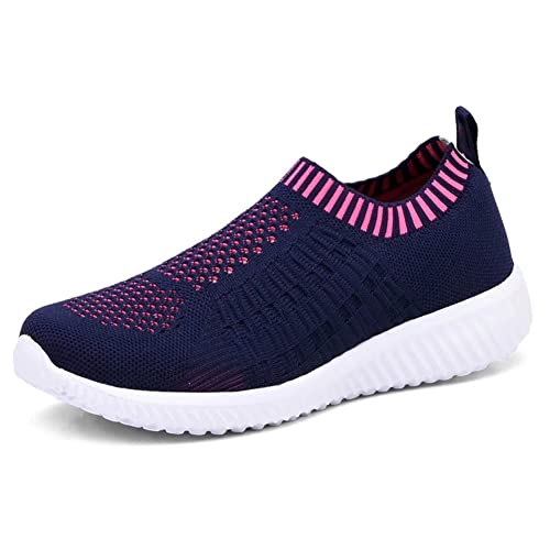 Image of konhill Womens Walking Shoes Slip On Sneakers Breathable Mesh Lightweight Casual Footwear for Daily Commute
