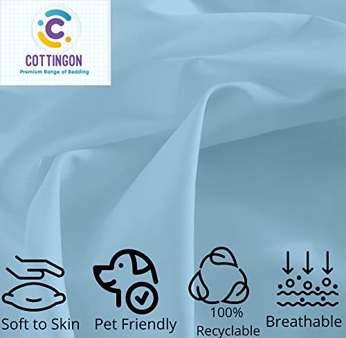 Image of Cottingon 5 PCs Split King Sheet Sets for Dual Adjustable Beds, Soft Luxury Microfiber XL Sheets for King Size Mattress Fits 15 to 18 deep Pocket, Light Blue