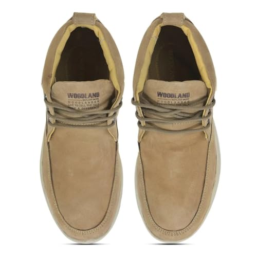 Image of Woodland Men Camel Nubuk Buff Casuals Laces